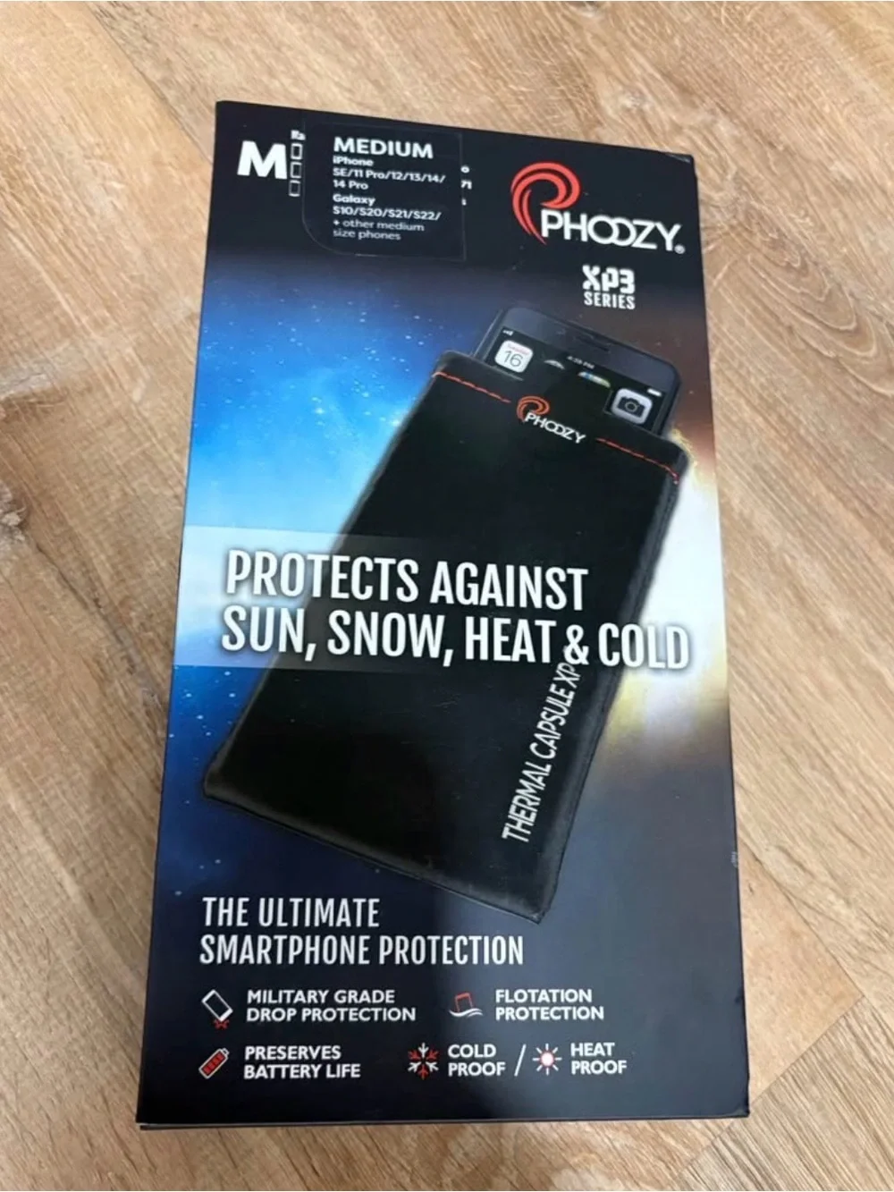 Thermal Capsule XP3 Medium Black Phone Sleeve - Protects Against Sun & Cold